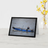 Twee Mannen en een Blauwe Boot Kaart (Gele Bloem)