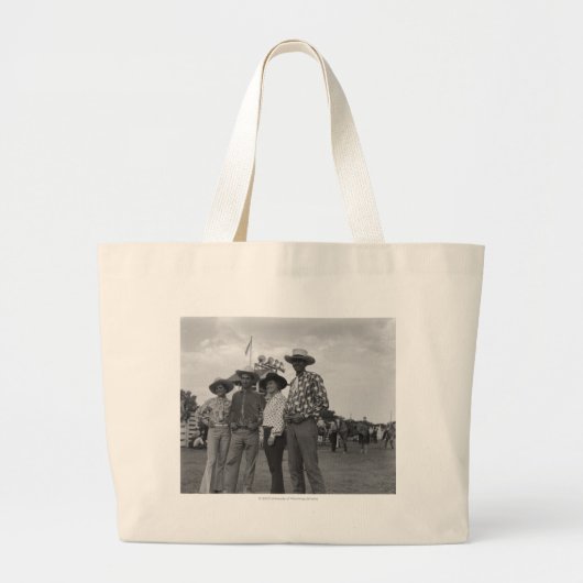Twee mannen en twee vrouwen op een rodeo grote tote bag (Voorkant)