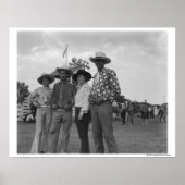Twee mannen en twee vrouwen op een rodeo poster (Voorkant)