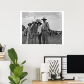 Twee mannen en twee vrouwen op een rodeo poster (Thuiskantoor)