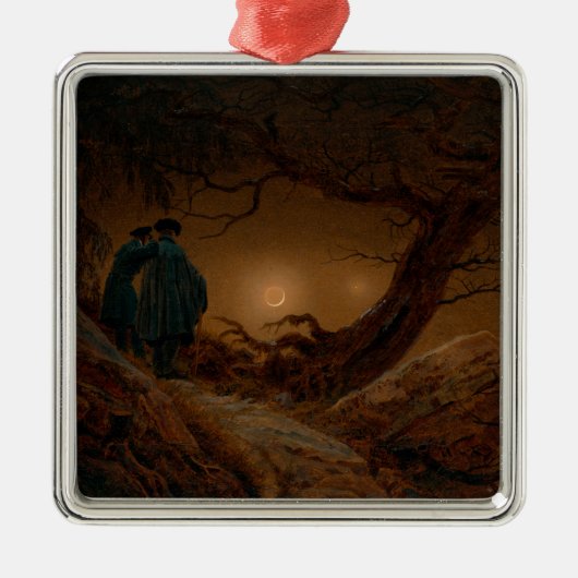 Twee Mannen Het licht van de maan bekijken bij nac Metalen Ornament (Voorkant)