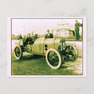 Twee mannen in antiek raceauto n° 16 Indy 500 Briefkaart