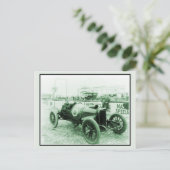 Twee mannen in antiek raceauto n° 6 Indy 500 Briefkaart (Staand voorkant)