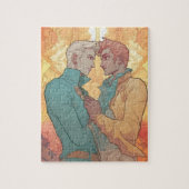 Twee Mannen in Ardent Gay Love Legpuzzel (Verticaal)