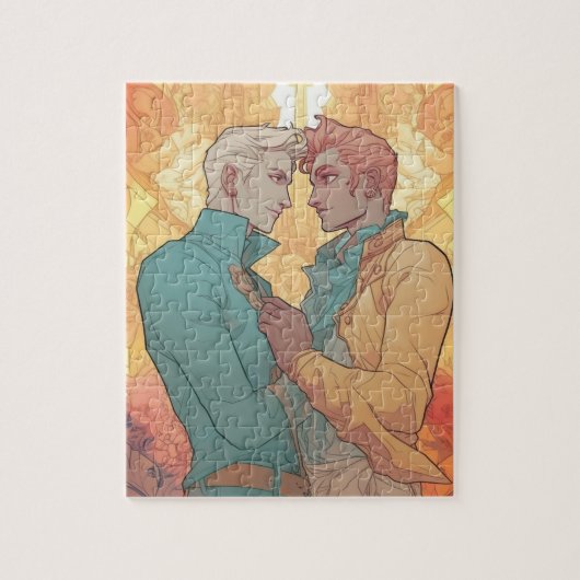 Twee Mannen in Ardent Gay Love Legpuzzel (Verticaal)