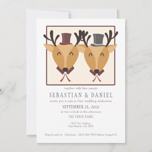 Twee mannen in het hoogste hats-huwelijk kaart (Voorkant)