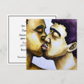 Twee Mannen Kussen Bi-raciaal Paar Bruiloft Kaart (Voorkant / Achterkant)