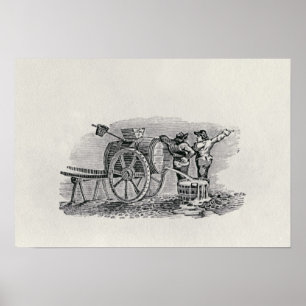 Twee Mannen met een Barrel Cart Poster
