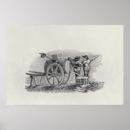 Twee Mannen met een Barrel Cart Poster (Voorkant)