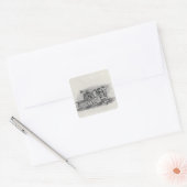 Twee Mannen met een Barrel Cart Vierkante Sticker (Envelop)