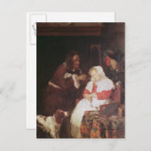 Twee Mannen met een slapende vrouw, c.1655-60 Briefkaart (Voorkant / Achterkant)