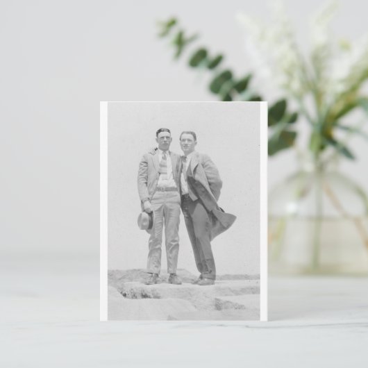 Twee Mannen op Rocks Briefkaart (Staand voorkant)