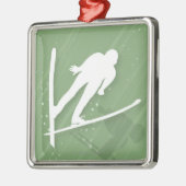 Twee Mannen Ski Jumping Metalen Ornament (Links)