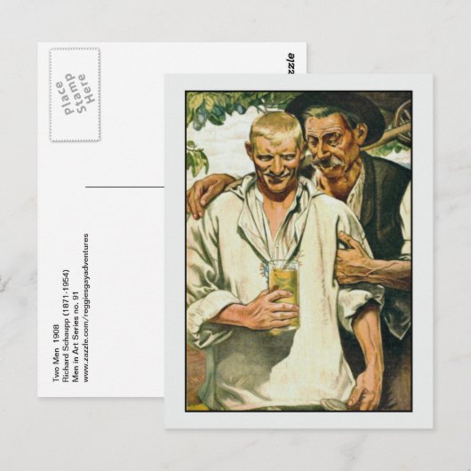 Twee Mannen van Richard Schaupp Fine Art Gay Briefkaart (Voorkant / Achterkant)