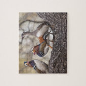 Twee mannetjes die naar een vrouw vliegen legpuzzel (Verticaal)