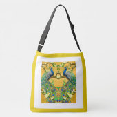 Twee mannetjes-indianenblauwe pacocks crossbody tas (Achterkant)