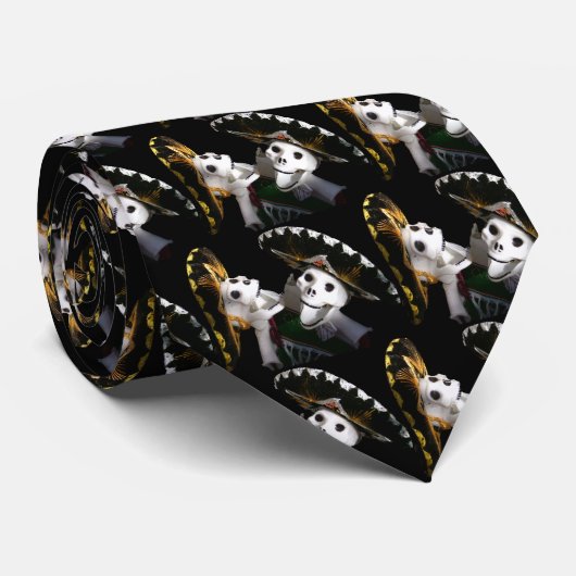 Twee Mariachi Muertos Necktie Stropdas (Opgerold)