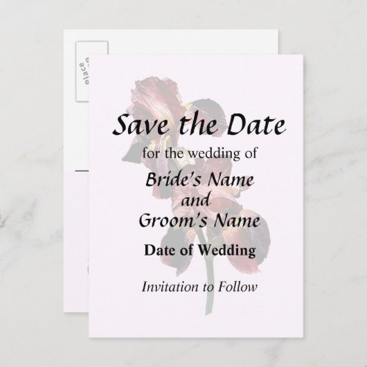 Twee Maroon en Gele Irissen Aankondigingskaart (Voorkant / Achterkant)