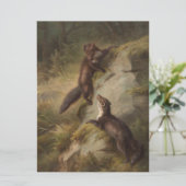Twee Martens in Woodland (Dierenkunst) Kaart (Staand voorkant)
