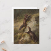 Twee Martens in Woodland (Dierenkunst) Kaart (Voorkant / Achterkant in situ)