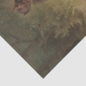 Twee Martens op een steen in het bos Tissuepapier (Detail)