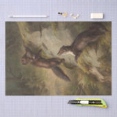 Twee Martens op een steen in het bos Tissuepapier (Craft)