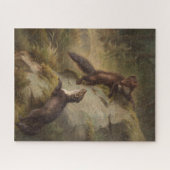 Twee marters in bosland (dierenkunst) legpuzzel (Horizontaal)