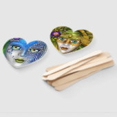 Twee maskerade maskers in één ventilator handwaaier (Niet-gemonteerd)