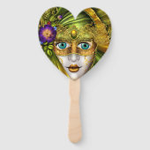 Twee maskerade maskers in één ventilator handwaaier (Achterkant)