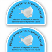 Twee maskers in plaats van ontsmettingsmiddel viny sticker (Voorkant)