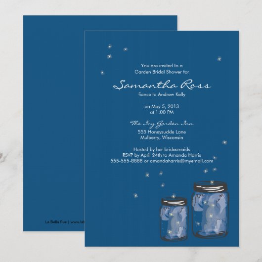 Twee Mason Jars & Fireflies Vrijgezellenfeest Kaart (Voorkant / Achterkant)