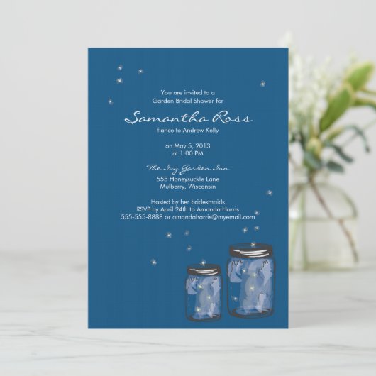 Twee Mason Jars & Fireflies Vrijgezellenfeest Kaart (Staand voorkant)