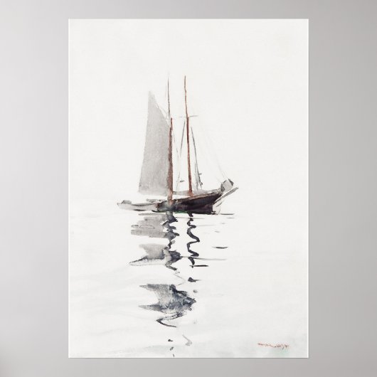 Twee-mastige schoener met dory (1894) poster (Voorkant)