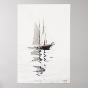 Twee-mastige schoener met dory   Winslow Homer Poster