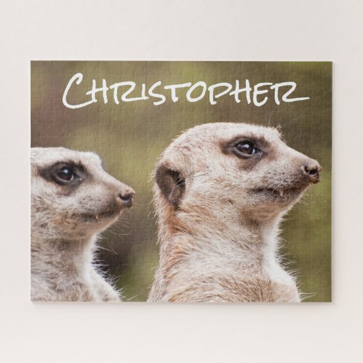 Twee Meerkats sluiten persoonlijke Legpuzzel (Horizontaal)