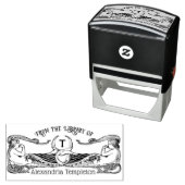 Twee Meerminnen Bibliotheek Boek Naam Initiaal Zelfinktende Stempel (In situ)