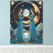 Twee meisje met een fantasie maan canvas afdruk (Insitu (Houten vloer))