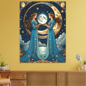 Twee meisje met een fantasie maan canvas afdruk (Insitu (Woonkamer))