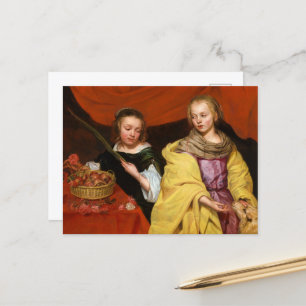 Twee meisjes als Sint Agnes en Sint Dorothea Briefkaart