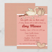 Twee meisjes baby shower nodigen uit kaart (Voorkant / Achterkant)