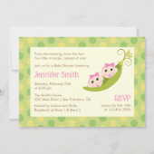 Twee meisjes Baby shower uitnodiging 2 erwten in e (Voorkant)