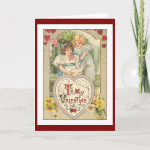 Twee Meisjes Beste Vrienden Zussen Valentijn Feestdagen Kaart