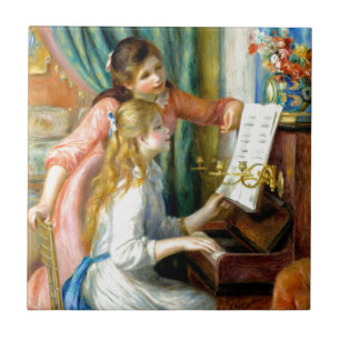 Twee meisjes bij de Piano - Pierre Auguste Renoir Tegeltje