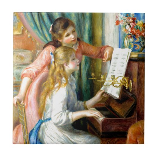 Twee meisjes bij de Piano - Pierre Auguste Renoir Tegeltje (Voorkant)