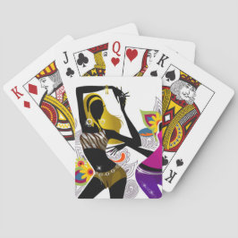 Twee meisjes dansen Floral Background Vector Illus Pokerkaarten