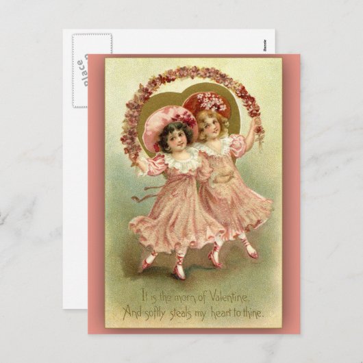 Twee meisjes dansen Valentijn Kaart (Voorkant / Achterkant)