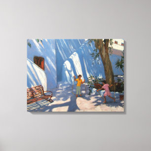 Twee meisjes die Mykonos overslaan Canvas Afdruk