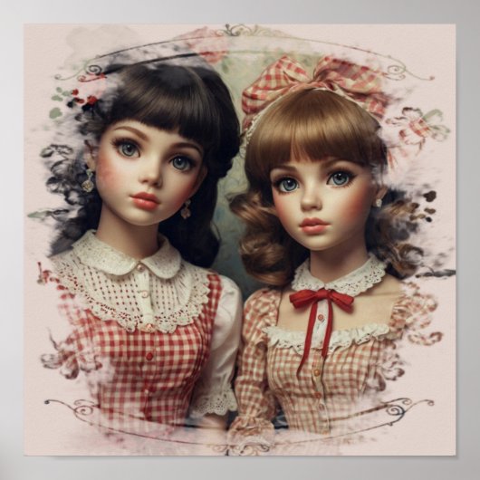 Twee  Meisjes Doll Core Antiek Poster (Voorkant)