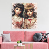 Twee Meisjes  Doll Core Whimsical Canvas Afdruk (Insitu (Woonkamer))