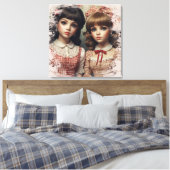 Twee Meisjes  Doll Core Whimsical Canvas Afdruk (Insitu (Slaapkamer))
